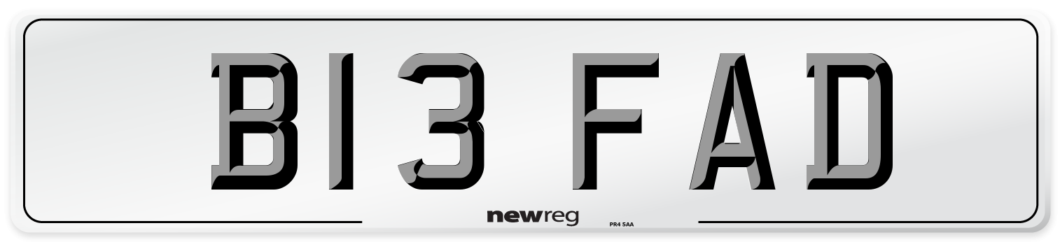 B13 FAD Number Plate from New Reg